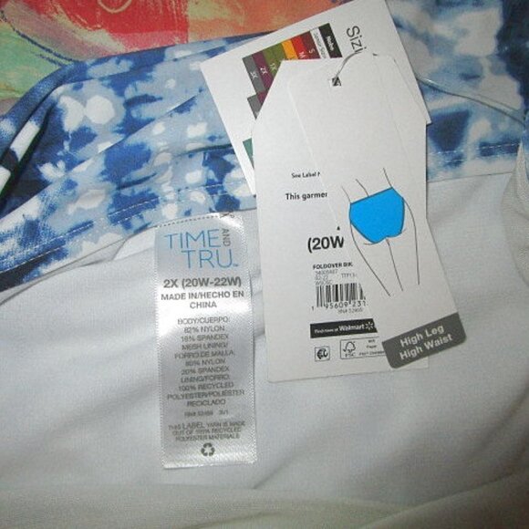 NWT Time and Tru TIE DYE Swim Size 2X BOTTOM Foldover HIGH WAIST Stretch 20W 22W - Picture 3 of 7